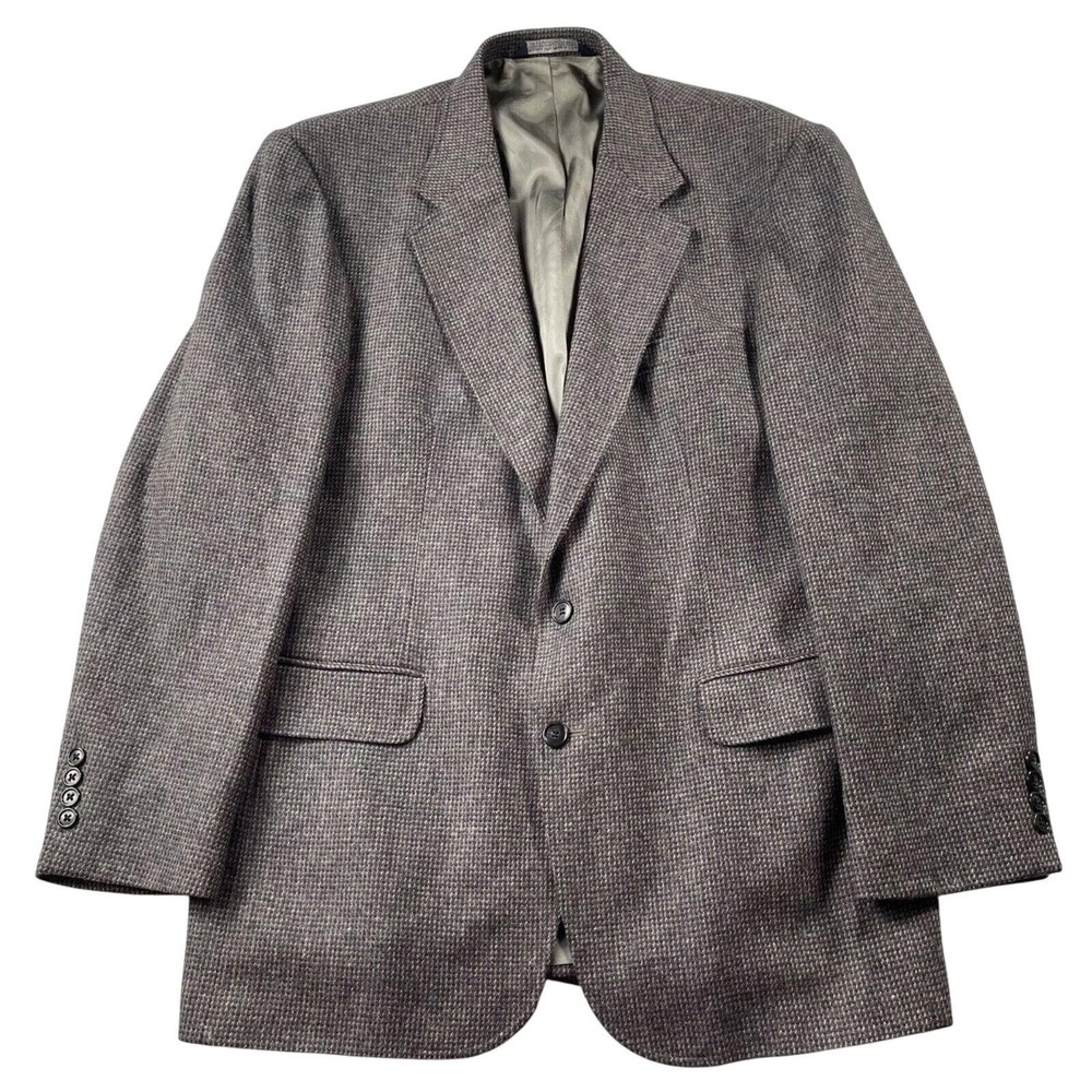 Vtg Lands End Sport Coat Mens 44L Lambswool Tweed Woven Made in USA Two Button
